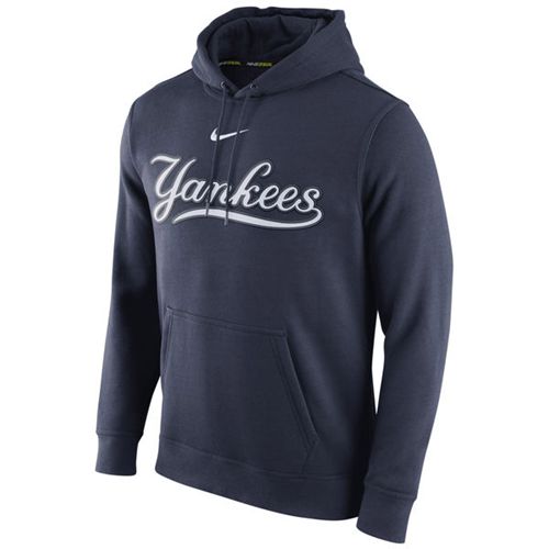 New York Yankees Nike Club Pullover Navy Blue MLB Hoodie - Click Image to Close